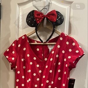 Red Polka Dot Dress and Minnie Ears